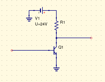 A simple common-emitter amplifier consisting of an NPN transistor and a resistor