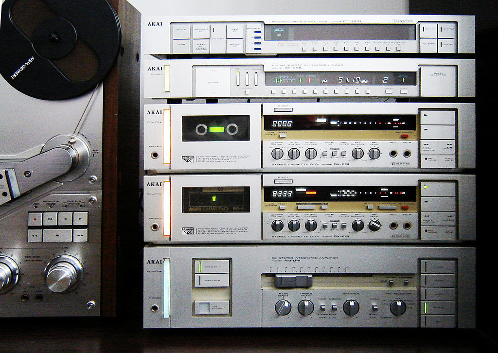 a stack of stereo components