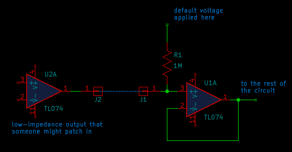 default voltage applied through a 1MΩ resistor