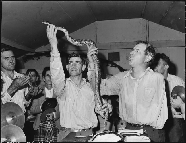 1946 archive photo of Pentecostal snake handlers