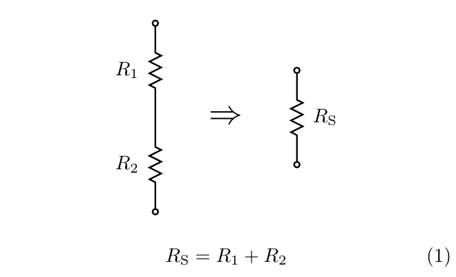 schematic and formula for two resistors in series