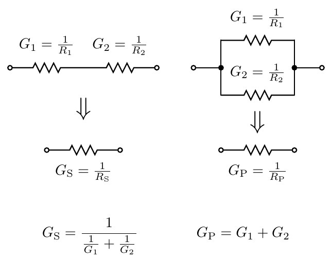 series and parallel formulas for conductances