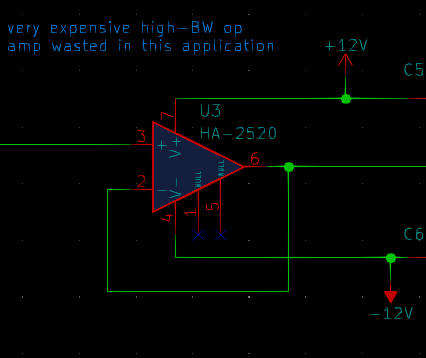 a very expensive wideband op amp being wasted on CV