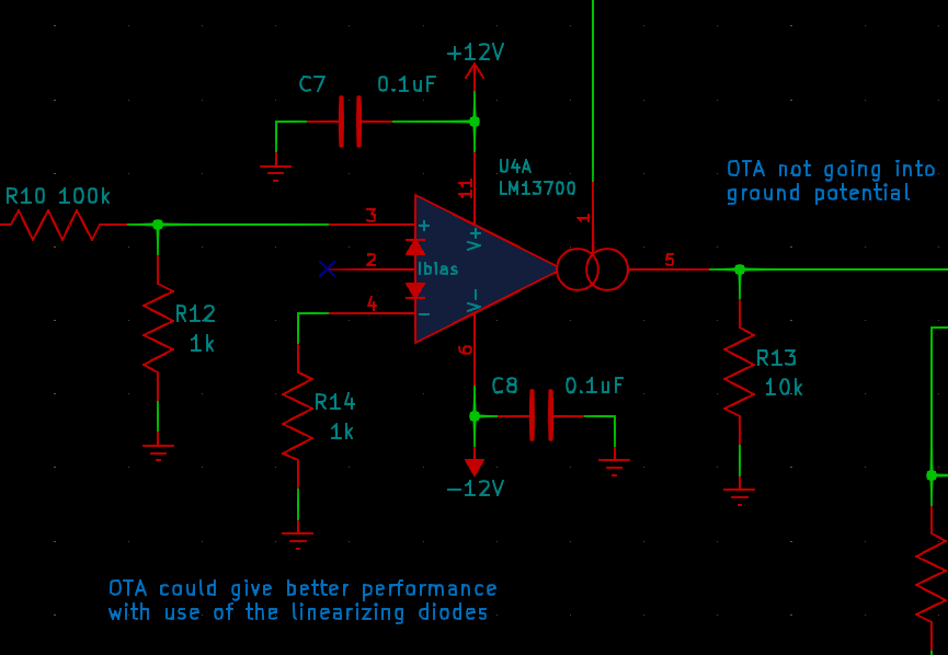 OTA in a suboptimal circuit