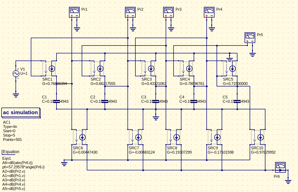 screenshot of Qucs simulating the Leapfrog phases