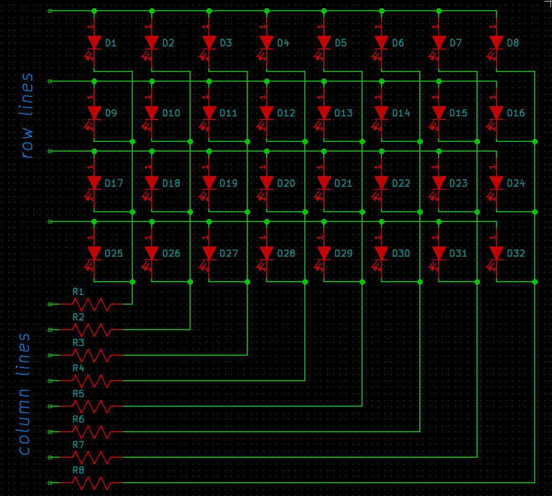 LEDs wired into a matrix