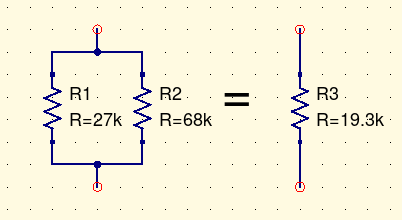 27kΩ and 68kΩ resistors in parallel, with
equivalent