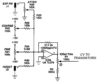 CV input amplifier from the 555 VCO