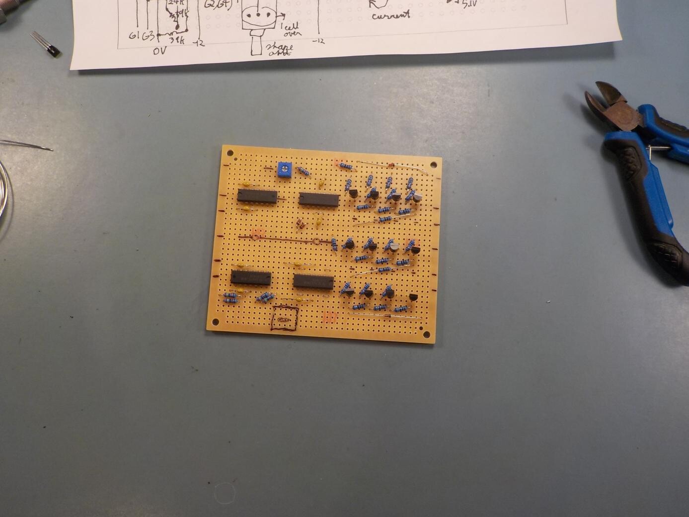 Shaper stripboard half-assembled