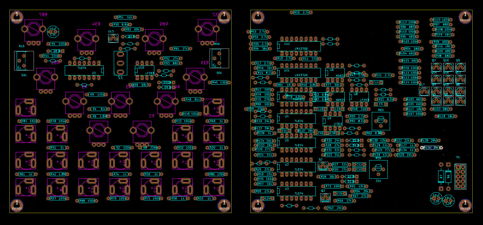 Parts laid on PCBs for size