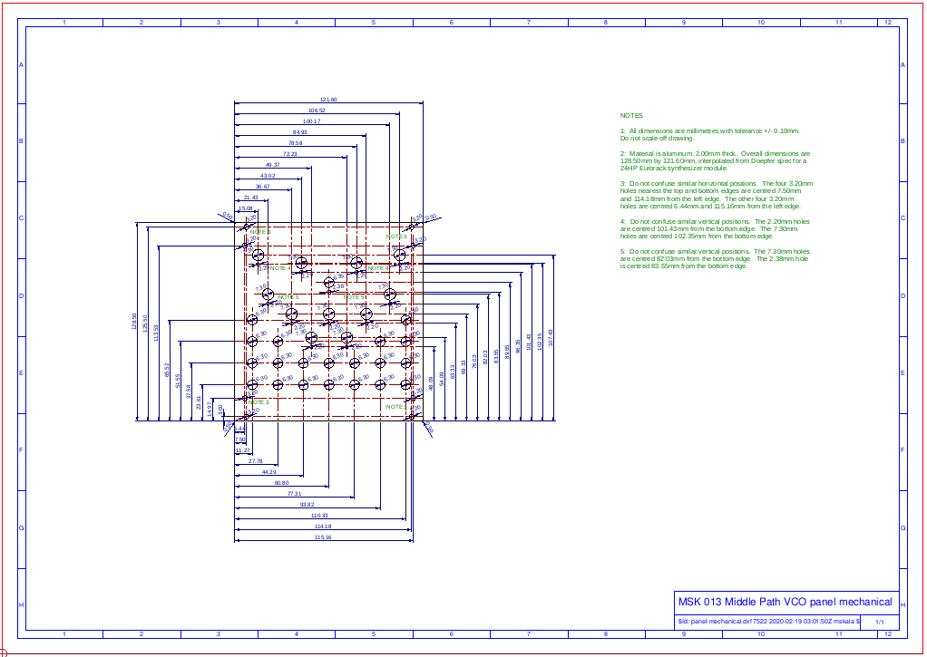 Panel mechanical drawing