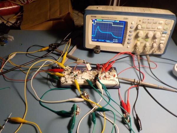 ADSR circuit on breadboard