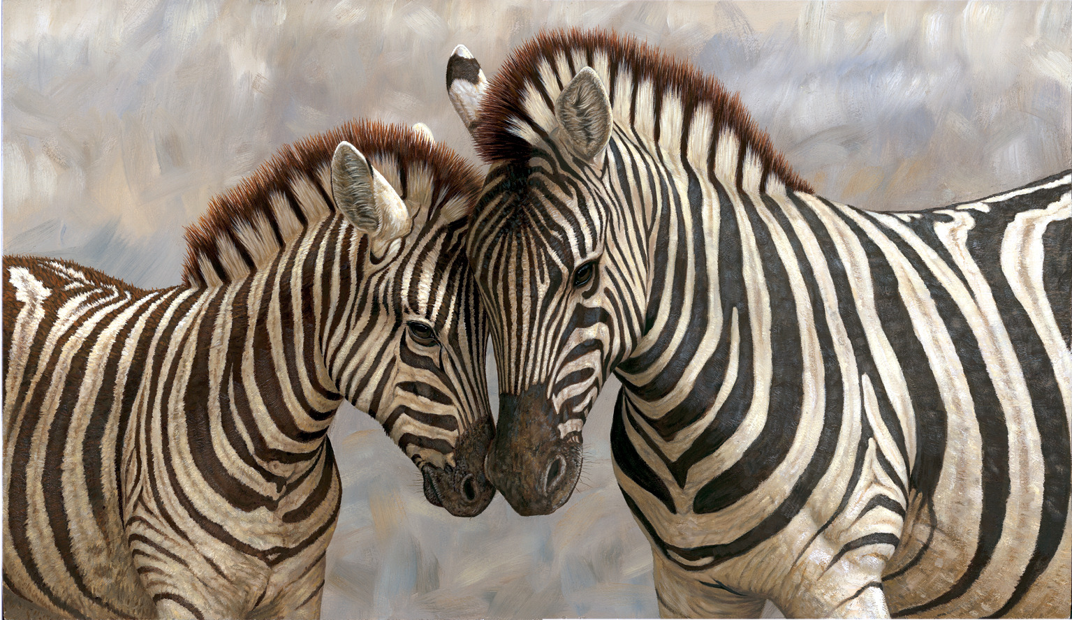 Painting of two zebras by Robert E. Fuller