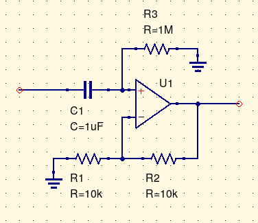 Adding a resistor for the bias current.