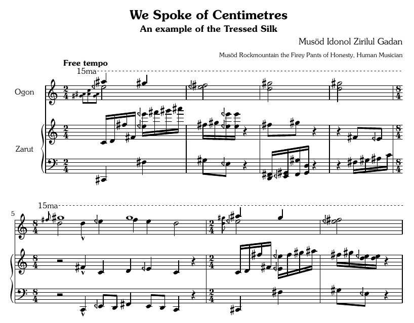 sheet music for We Spoke of Centimetres