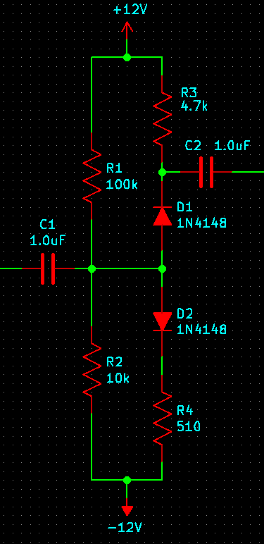 transistor amplifier with the transistor replaced by back-to-back diodes