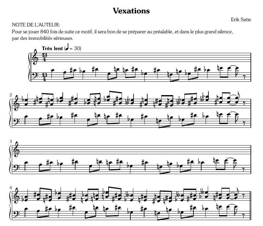 score for
generating MIDI of Vexations
